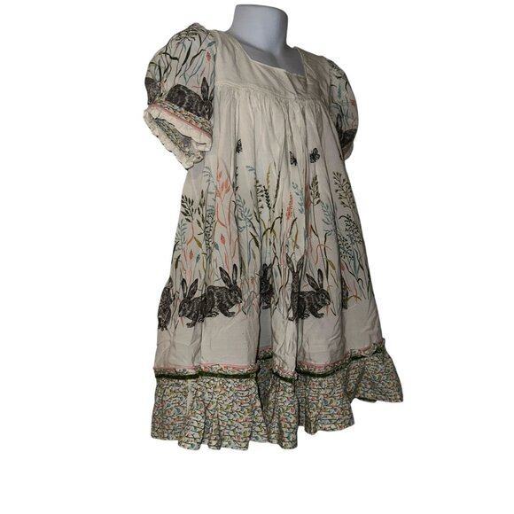 Bunny Rabbit Easter Dress Toddler Girls 3T Bunnies Playing in Grassy Field - Picture 4 of 9